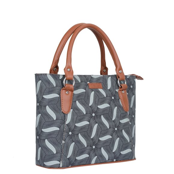 Handcrafted Olive Green Print Fabric Top Handle Handbag, Ladies Satchel Purse - Picture 8 of 11